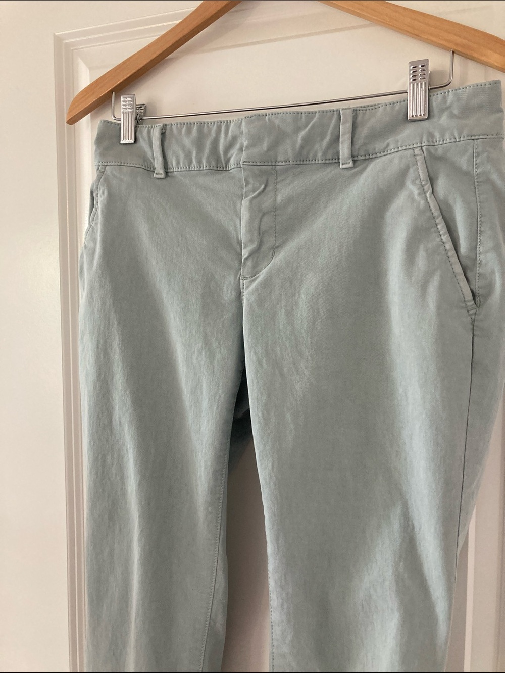 LOFT Sage Green Ankle Frayed Hem Pants - Picture 2 of 8